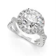 Ophelia Round Cut Pave Halo Split Shank Engagement Ring Setting - Nivetta
